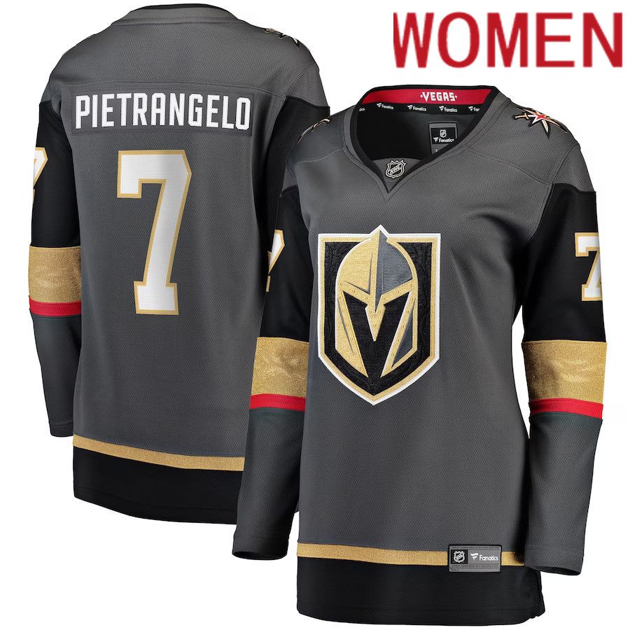 Women Vegas Golden Knights #7 Alex Pietrangelo Fanatics Branded Gray Alternate Breakaway Player NHL Jersey->women nhl jersey->Women Jersey